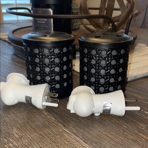 2- Black Textured Wax Melt Holders with White Plug-in Devices